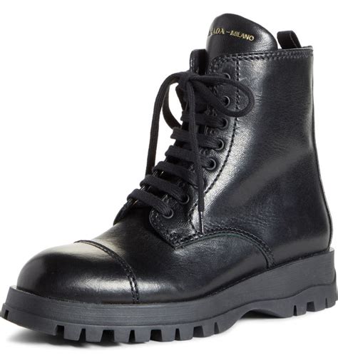 prada black knee high boots|prada lace up combat boots.